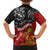 The Kingitanga - Maori King Movement Family Matching Puletasi and Hawaiian Shirt Ko Te Mana Motuhake Emblem with Moko and Polynesian Art Tattoo