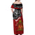 The Kingitanga - Maori King Movement Off Shoulder Maxi Dress Ko Te Mana Motuhake Emblem with Moko and Polynesian Art Tattoo