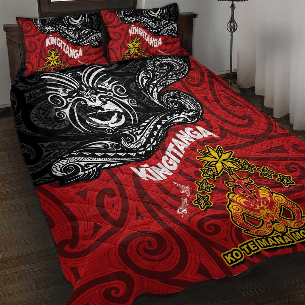 The Kingitanga - Maori King Movement Quilt Bed Set Ko Te Mana Motuhake Emblem with Moko and Polynesian Art Tattoo