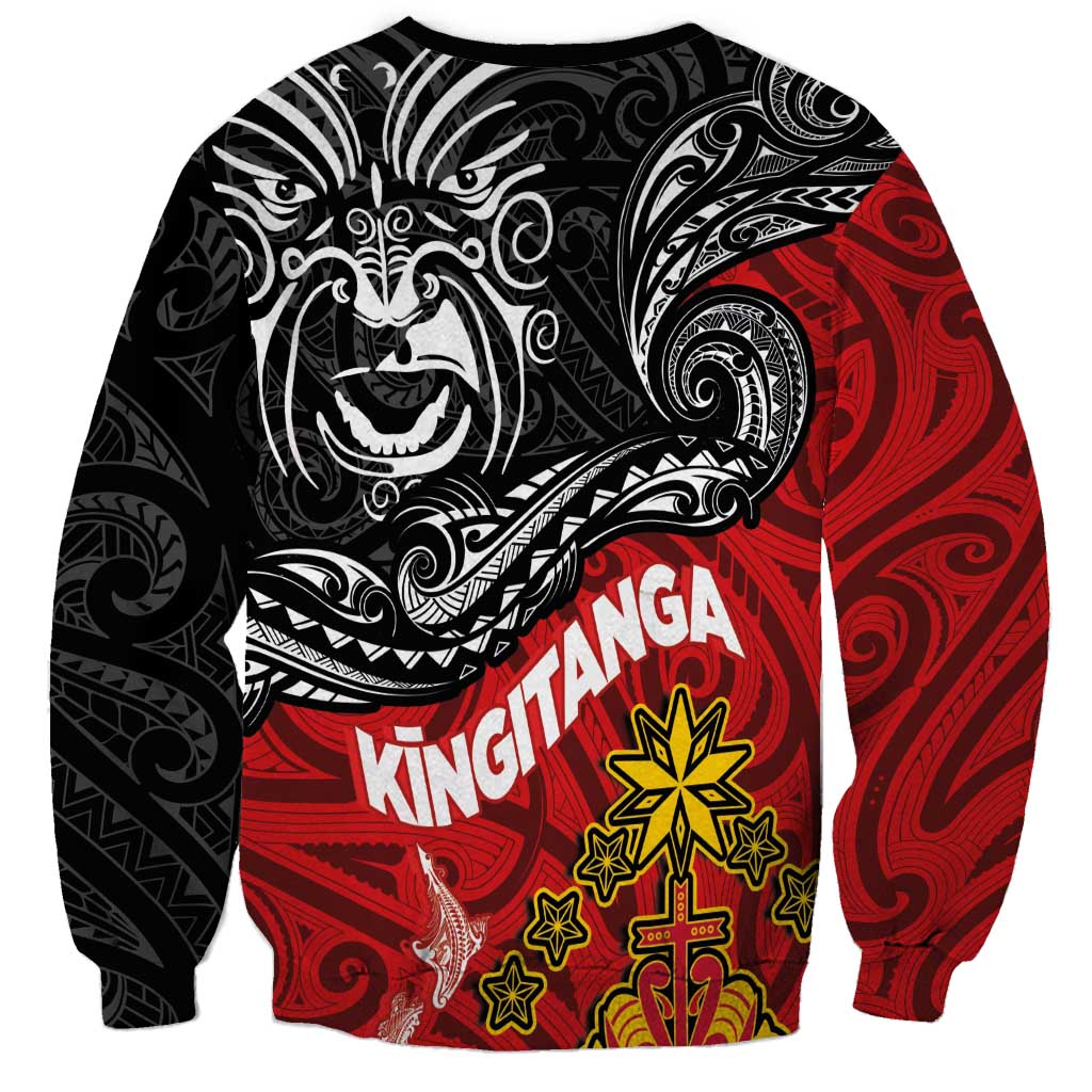 The Kingitanga - Maori King Movement Sweatshirt Ko Te Mana Motuhake Emblem with Moko and Polynesian Art Tattoo
