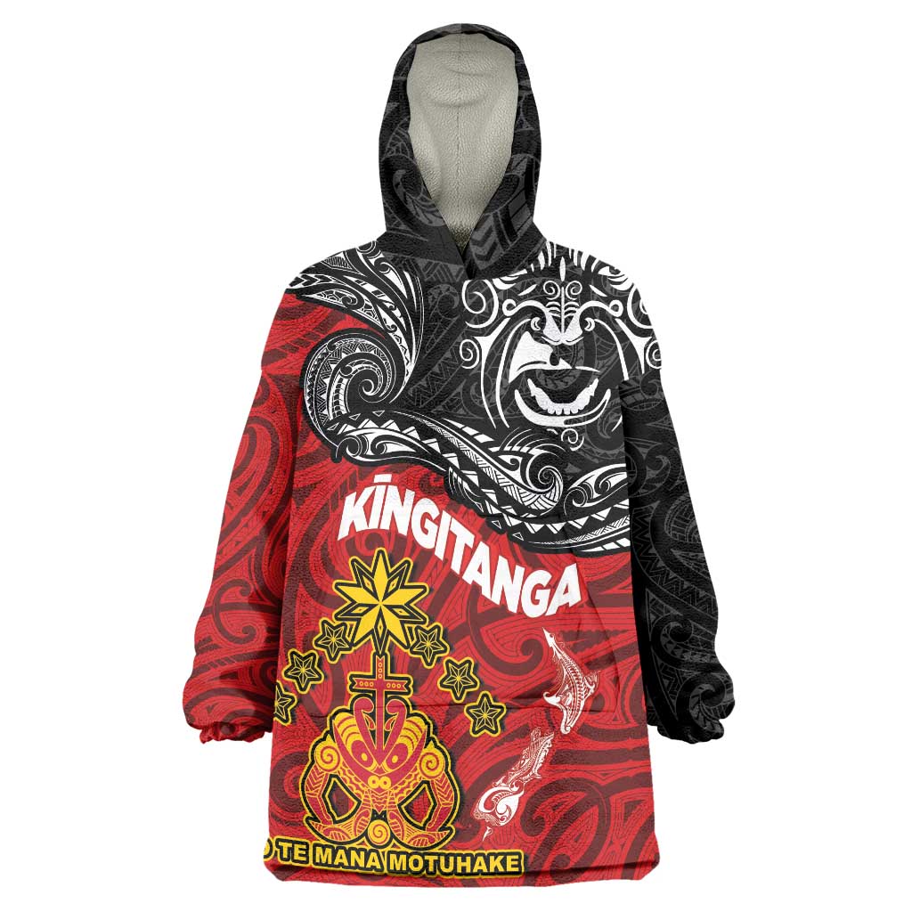 The Kingitanga - Maori King Movement Wearable Blanket Hoodie Ko Te Mana Motuhake Emblem with Moko and Polynesian Art Tattoo