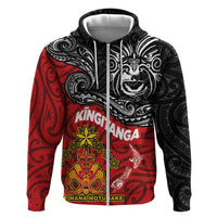 Maori King Movement Zip Hoodie Ko Te Mana Motuhake Emblem with Moko and Polynesian Art Tattoo LT03 Zip Hoodie Red - Polynesian Pride
