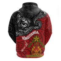 Maori King Movement Zip Hoodie Ko Te Mana Motuhake Emblem with Moko and Polynesian Art Tattoo LT03 - Polynesian Pride