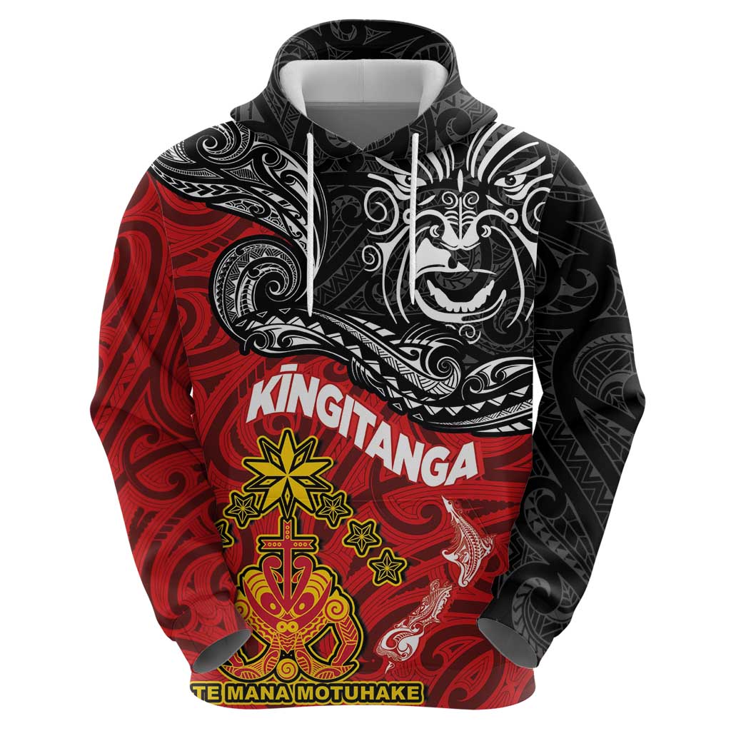 Maori King Movement Zip Hoodie Ko Te Mana Motuhake Emblem with Moko and Polynesian Art Tattoo LT03 - Polynesian Pride