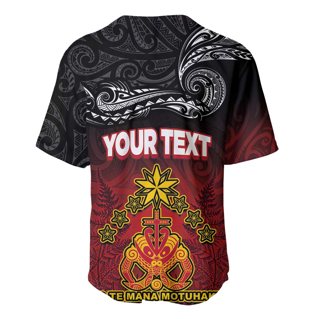 Personalised The Kingitanga - Maori King Movement Baseball Jersey Ko Te Mana Motuhake Emblem with Silver Ferns and Polynesian Art Tattoo