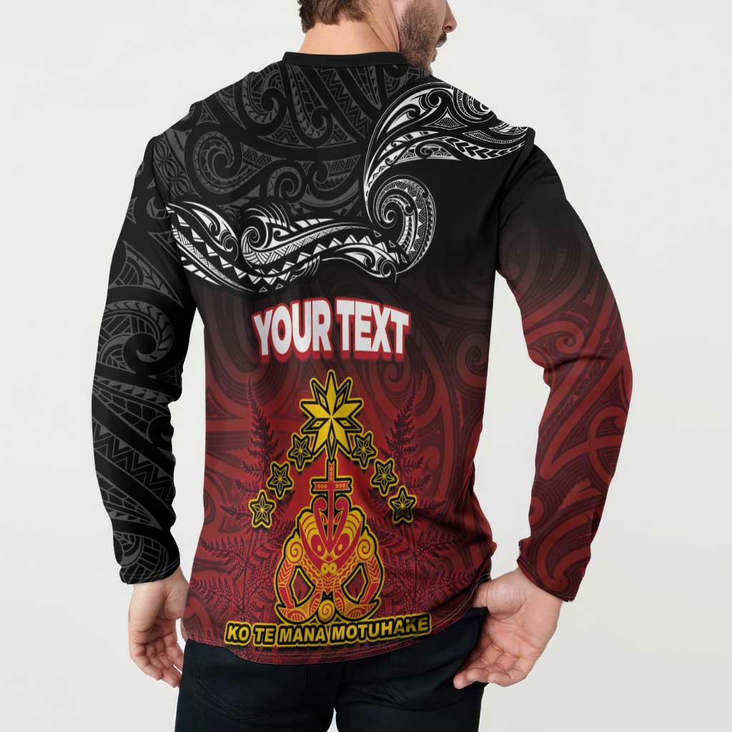 Personalised The Kingitanga - Maori King Movement Button Sweatshirt Ko Te Mana Motuhake Emblem with Silver Ferns and Polynesian Art Tattoo