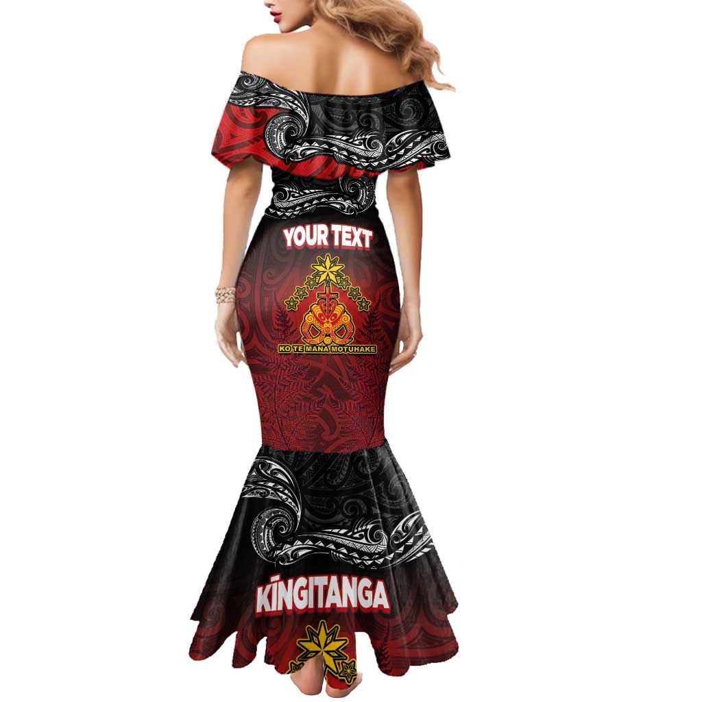 Personalised Maori King Movement Mermaid Dress Ko Te Mana Motuhake Emblem with Silver Ferns and Polynesian Art Tattoo LT03 - Polynesian Pride