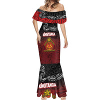 Personalised Maori King Movement Mermaid Dress Ko Te Mana Motuhake Emblem with Silver Ferns and Polynesian Art Tattoo LT03 - Polynesian Pride