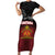 Personalised The Kingitanga - Maori King Movement Short Sleeve Bodycon Dress Ko Te Mana Motuhake Emblem with Silver Ferns and Polynesian Art Tattoo