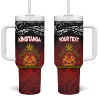 Personalised The Kingitanga - Maori King Movement Tumbler With Handle Ko Te Mana Motuhake Emblem with Silver Ferns and Polynesian Art Tattoo LT03