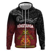 Personalised Maori King Movement Zip Hoodie Ko Te Mana Motuhake Emblem with Silver Ferns and Polynesian Art Tattoo LT03 Zip Hoodie Red - Polynesian Pride
