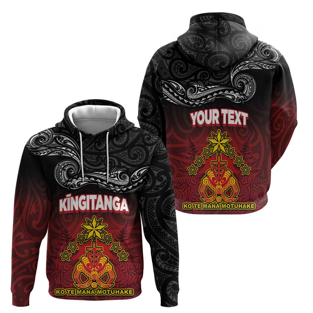 Personalised Maori King Movement Zip Hoodie Ko Te Mana Motuhake Emblem with Silver Ferns and Polynesian Art Tattoo LT03 - Polynesian Pride
