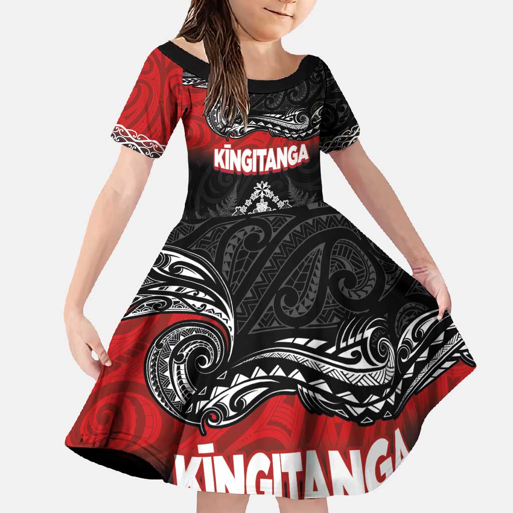 Personalised The Kingitanga - Maori King Movement Family Matching Long Sleeve Bodycon Dress and Hawaiian Shirt Te Paki-o-Matariki with Silver Ferns and Polynesian Art Tattoo