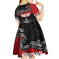 Personalised Maori King Movement Kid Short Sleeve Dress Te Paki-o-Matariki with Silver Ferns and Polynesian Art Tattoo LT03 - Polynesian Pride