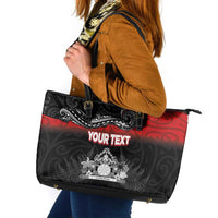 Personalised Maori King Movement Leather Tote Bag Te Paki-o-Matariki with Silver Ferns and Polynesian Art Tattoo LT03 Red - Polynesian Pride
