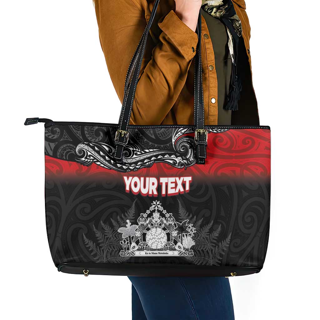 Personalised Maori King Movement Leather Tote Bag Te Paki-o-Matariki with Silver Ferns and Polynesian Art Tattoo LT03 - Polynesian Pride
