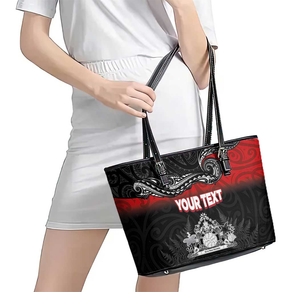 Personalised Maori King Movement Leather Tote Bag Te Paki-o-Matariki with Silver Ferns and Polynesian Art Tattoo LT03 - Polynesian Pride