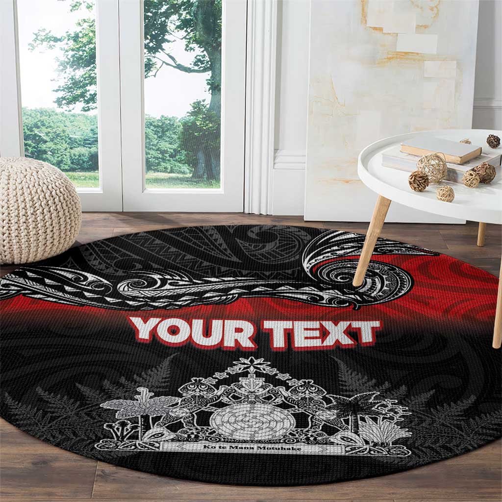 Personalised The Kingitanga - Maori King Movement Round Carpet Te Paki-o-Matariki with Silver Ferns and Polynesian Art Tattoo