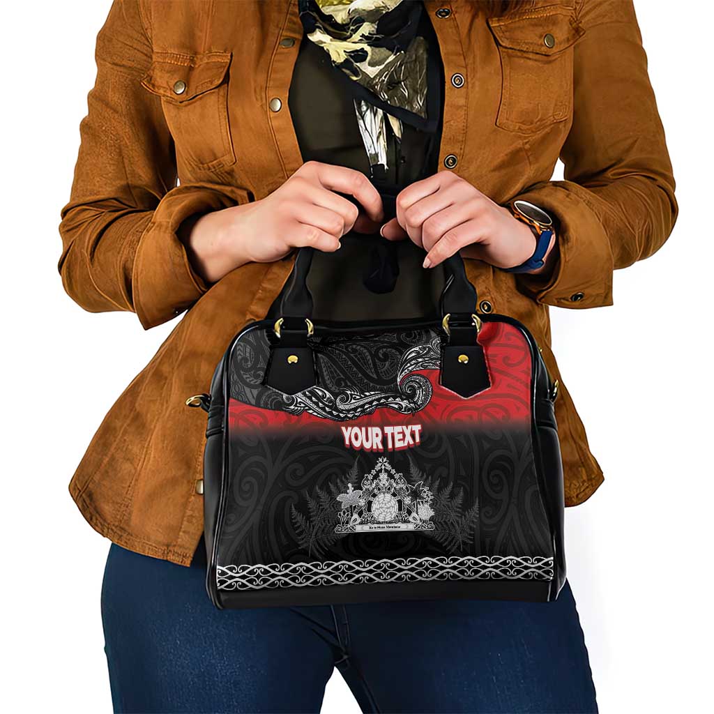Personalised The Kingitanga - Maori King Movement Shoulder Handbag Te Paki-o-Matariki with Silver Ferns and Polynesian Art Tattoo