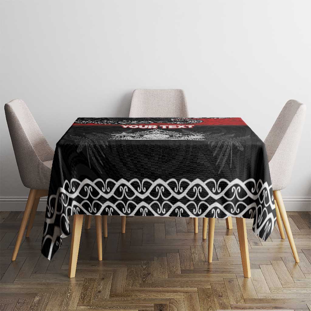 Personalised The Kingitanga - Maori King Movement Tablecloth Te Paki-o-Matariki with Silver Ferns and Polynesian Art Tattoo