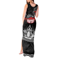 Personalised Maori King Movement Tank Maxi Dress Te Paki-o-Matariki with Silver Ferns and Polynesian Art Tattoo LT03 - Polynesian Pride