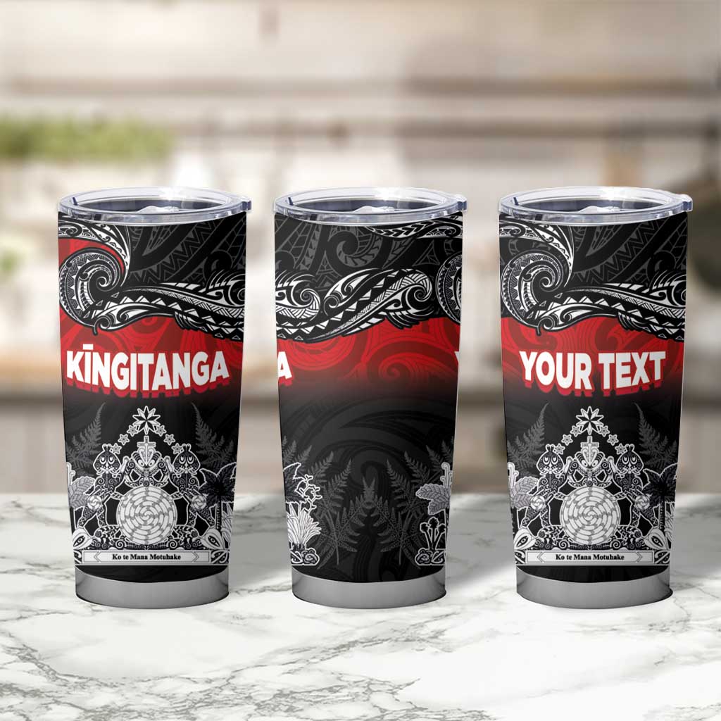 Personalised The Kingitanga - Maori King Movement Tumbler Cup Te Paki-o-Matariki with Silver Ferns and Polynesian Art Tattoo LT03