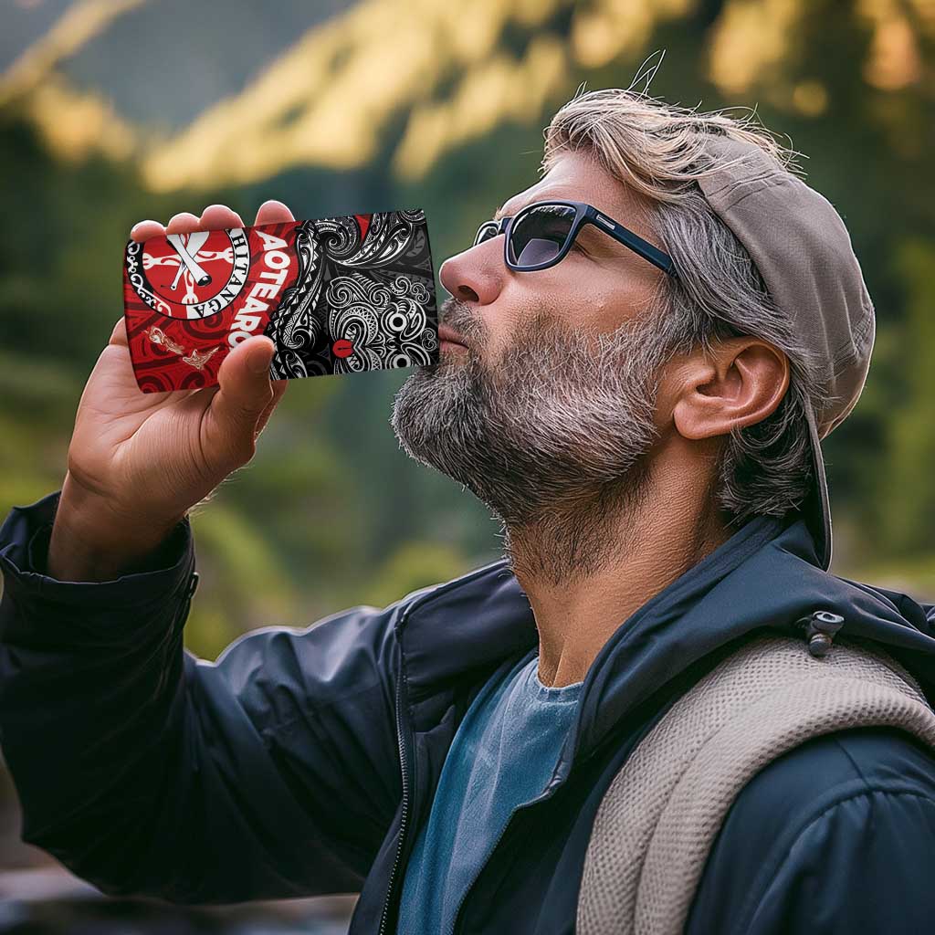 Maori Kotahitanga 4 in 1 Can Cooler Tumbler Aotearoa Spirit with Maori Mask and Polynesian Art Tattoo LT03