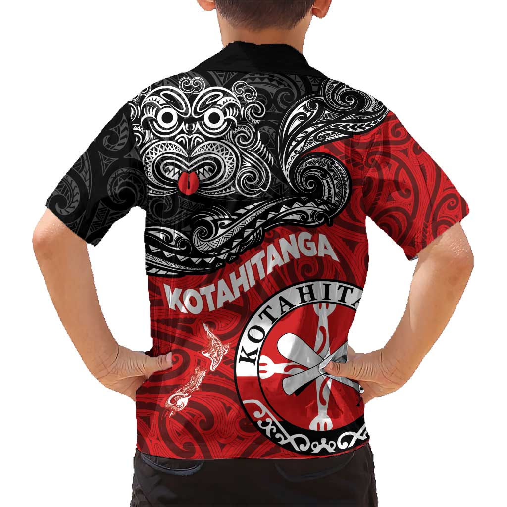 Maori Kotahitanga Family Matching Short Sleeve Bodycon Dress and Hawaiian Shirt Aotearoa Spirit with Maori Mask and Polynesian Art Tattoo LT03 - Polynesian Pride