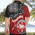 Maori Kotahitanga Hawaiian Shirt Aotearoa Spirit with Maori Mask and Polynesian Art Tattoo