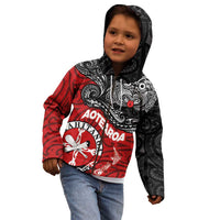 Maori Kotahitanga Kid Hoodie Aotearoa Spirit with Maori Mask and Polynesian Art Tattoo