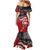 Maori Kotahitanga Mermaid Dress Aotearoa Spirit with Maori Mask and Polynesian Art Tattoo