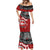 Maori Kotahitanga Mermaid Dress Aotearoa Spirit with Maori Mask and Polynesian Art Tattoo