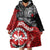 Maori Kotahitanga Wearable Blanket Hoodie Aotearoa Spirit with Maori Mask and Polynesian Art Tattoo