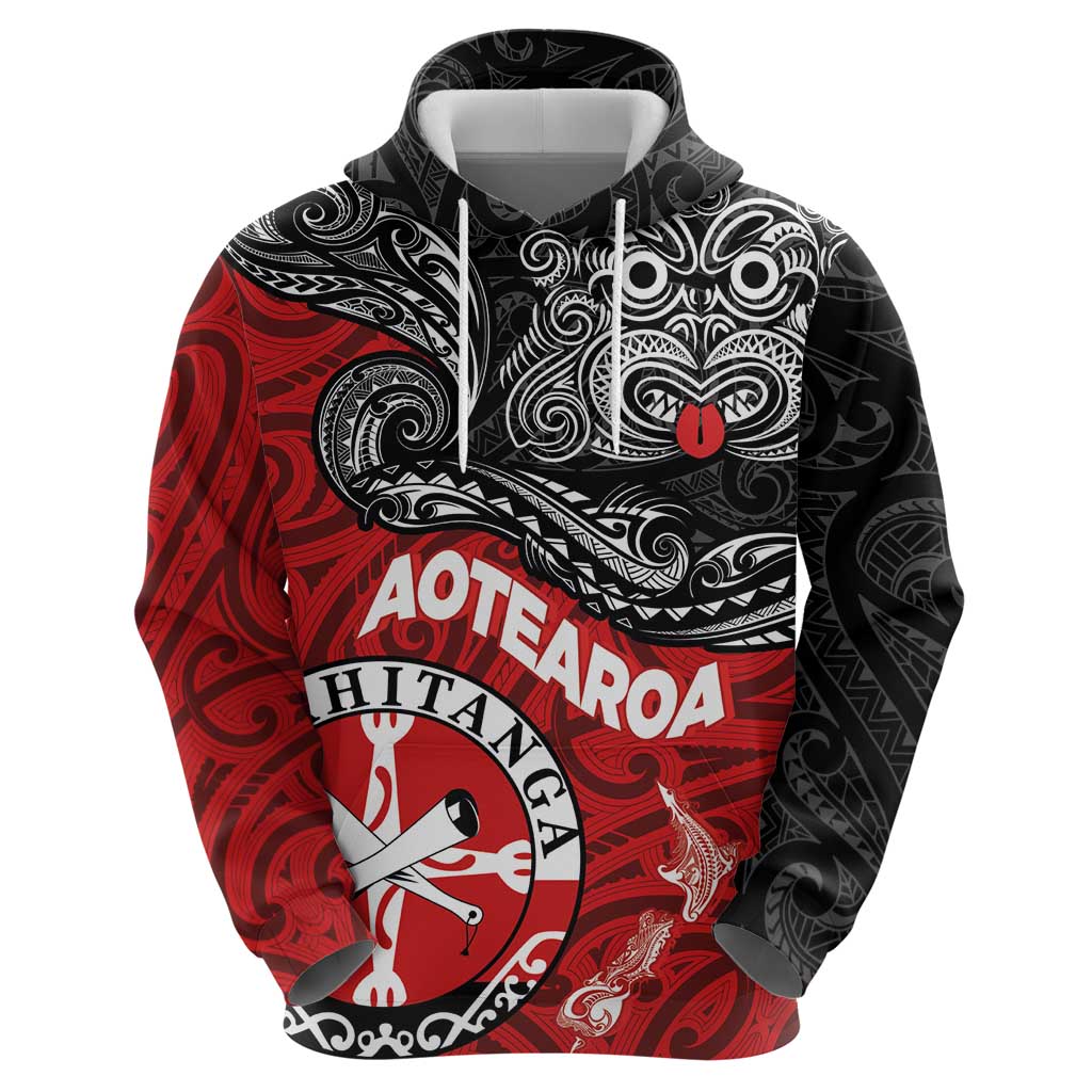 Maori Kotahitanga Zip Hoodie Aotearoa Spirit with Maori Mask and Polynesian Art Tattoo LT03 - Polynesian Pride