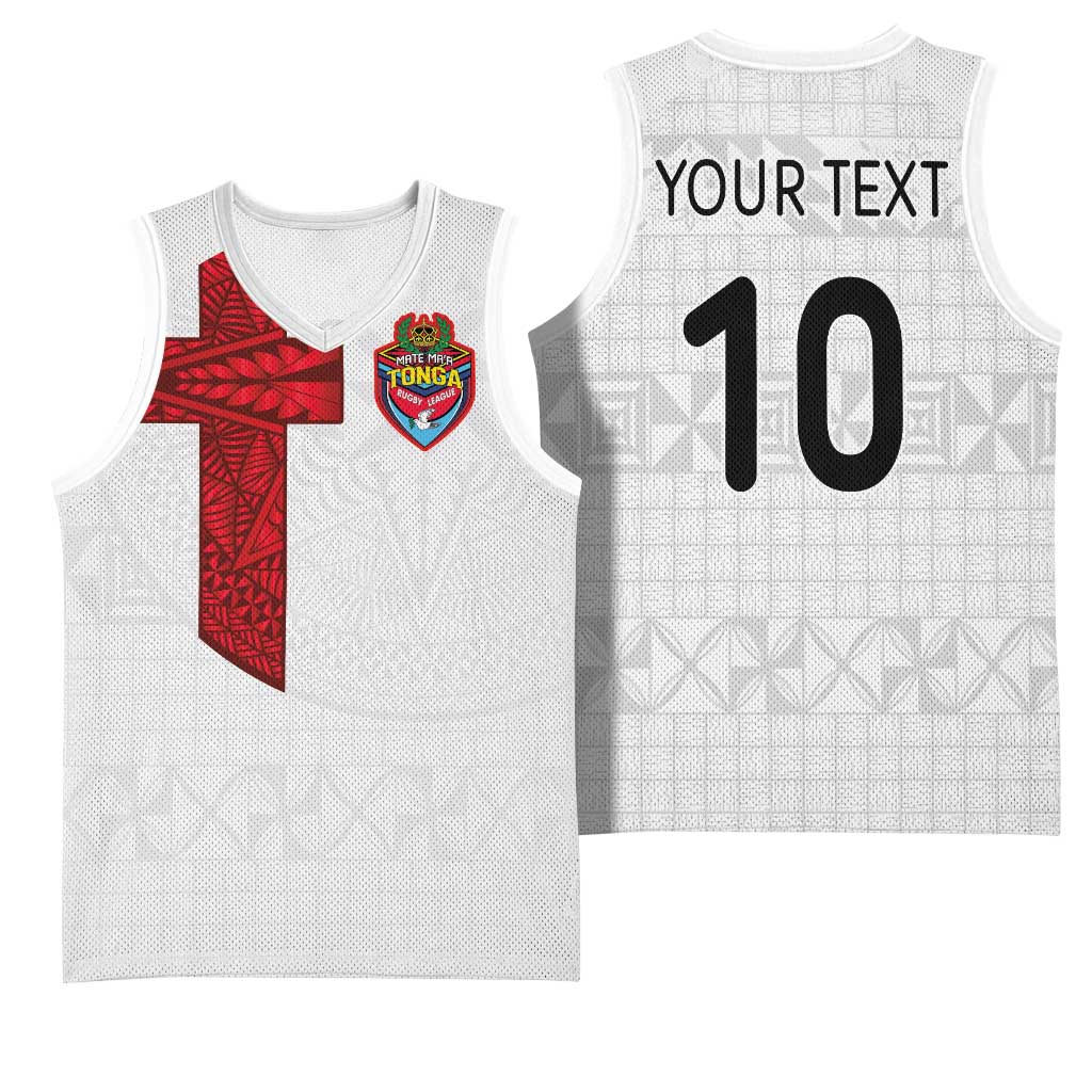 Custom Tonga Ngatu Art Rugby Mate Ma'a Basketball Jersey - Polynesian Pride