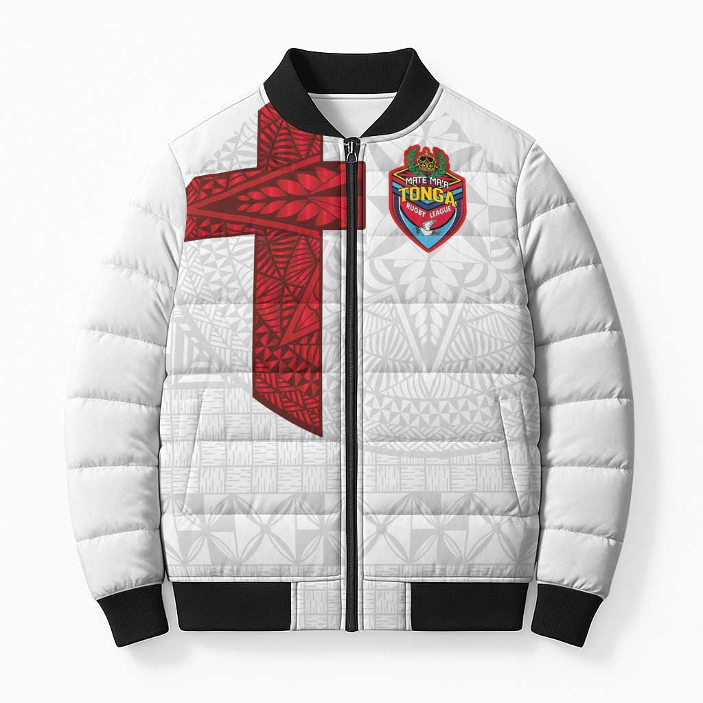 Custom Tonga Ngatu Art Rugby Mate Ma'a Bomber Puffer Jacket - Polynesian Pride