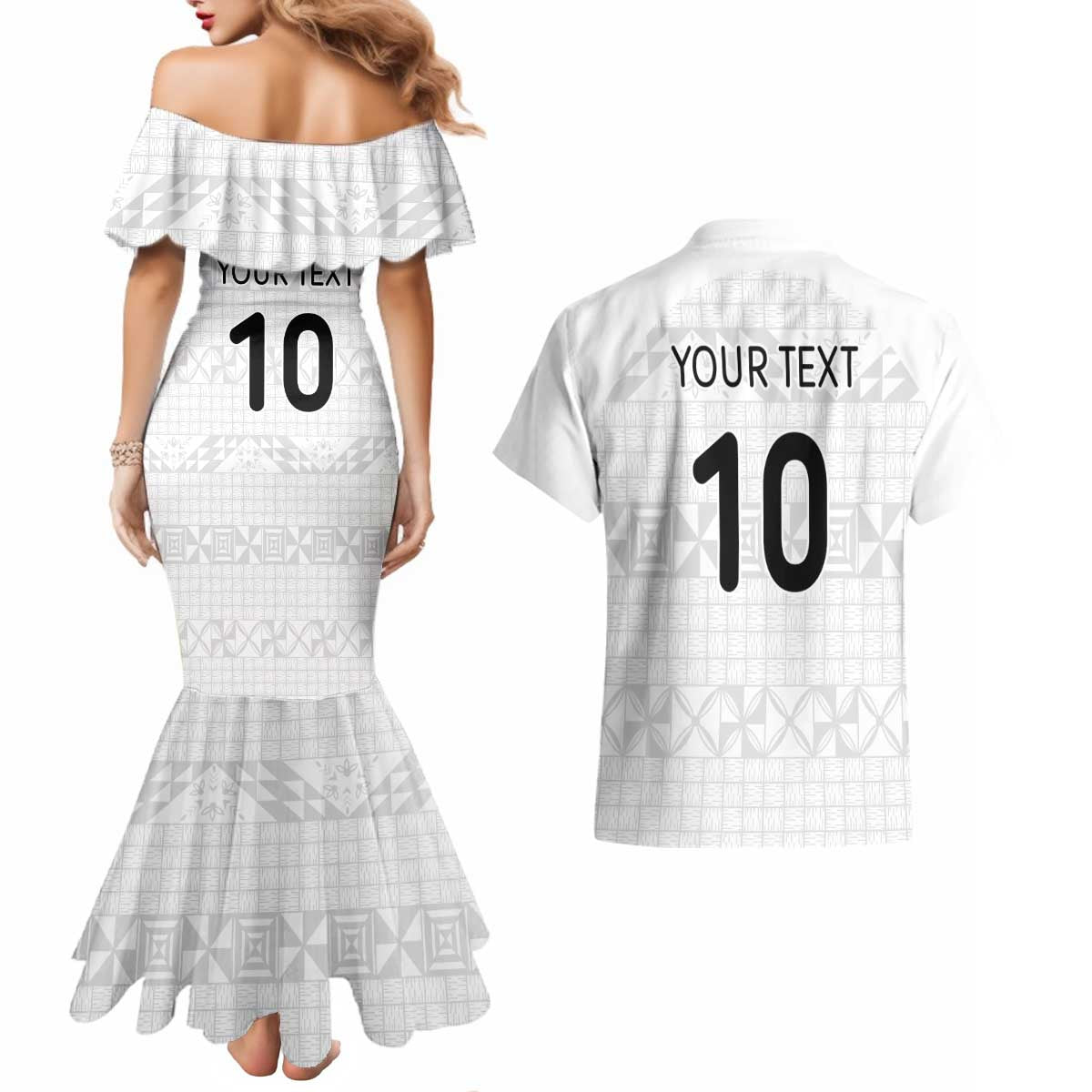 Custom Tonga Ngatu Art Rugby Mate Ma'a Couples Matching Mermaid Dress and Hawaiian Shirt - Polynesian Pride