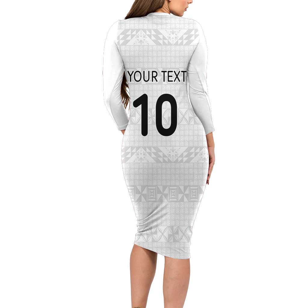 Custom Tonga Ngatu Art Rugby Mate Ma'a Long Sleeve Bodycon Dress - Polynesian Pride