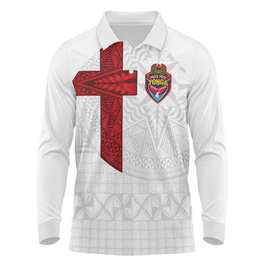 Custom Tonga Ngatu Art Rugby Mate Ma'a Long Sleeve Polo Shirt - Polynesian Pride