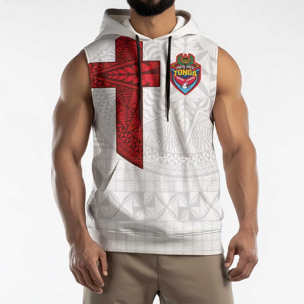 Custom Tonga Ngatu Art Rugby Mate Ma'a Sleeveless Hoodie - Polynesian Pride