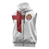 Custom Tonga Ngatu Art Rugby Mate Ma'a Sleeveless Zip Hoodie - Polynesian Pride