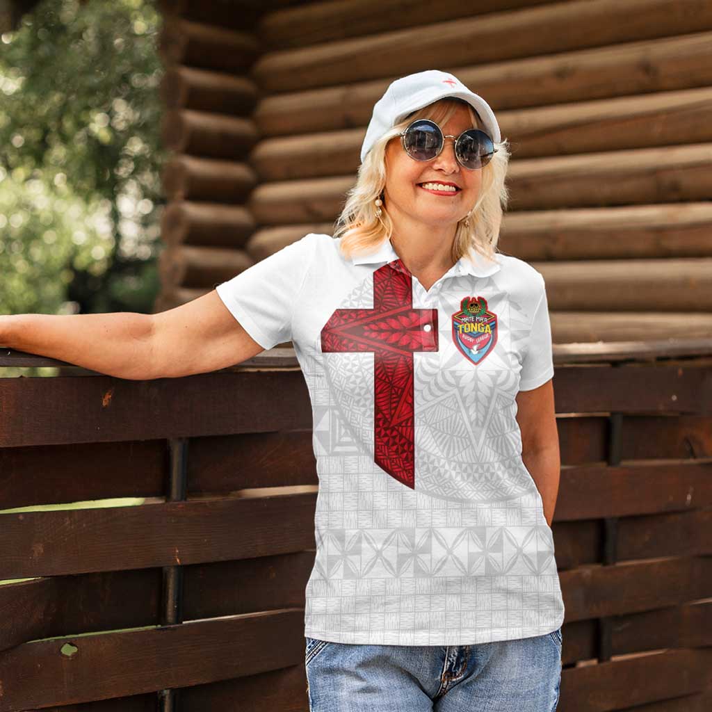 Custom Tonga Ngatu Art Rugby Mate Ma'a Women Polo Shirt - Polynesian Pride