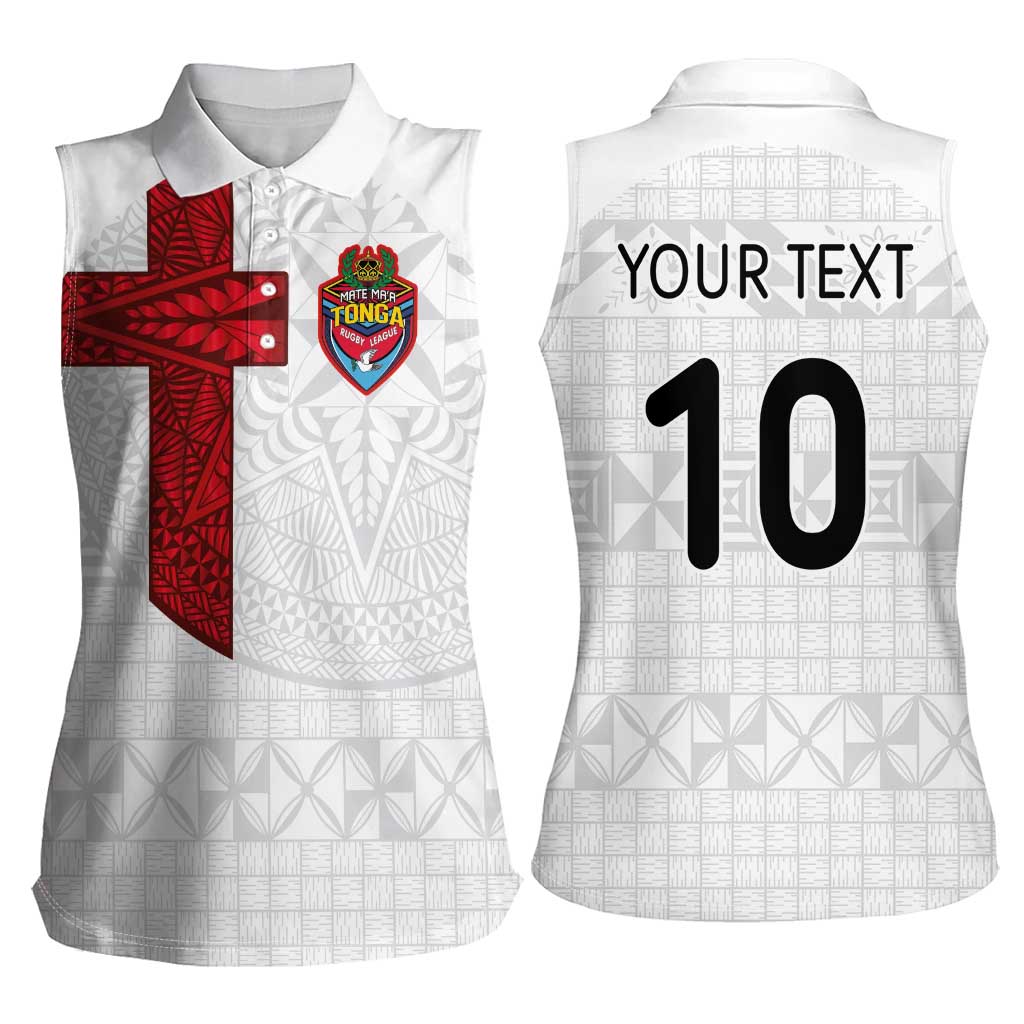 Custom Tonga Ngatu Art Rugby Mate Ma'a Women Sleeveless Polo Shirt - Polynesian Pride