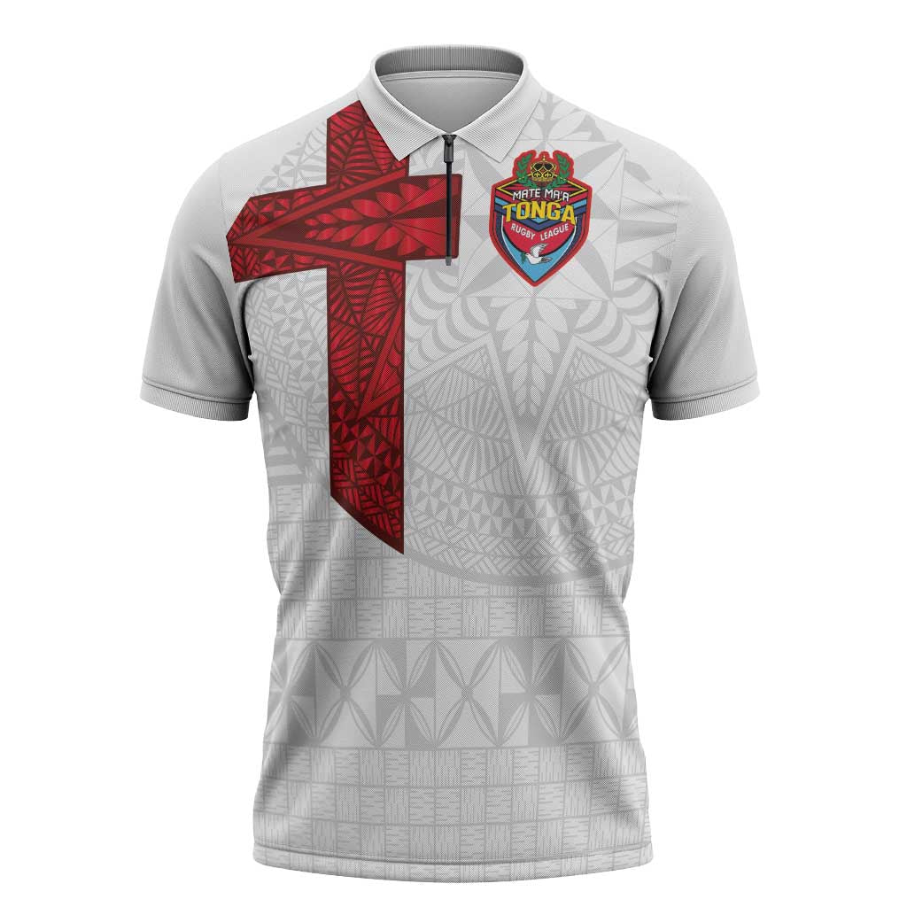 Custom Tonga Ngatu Art Rugby Mate Ma'a Zipper Polo Shirt - Polynesian Pride