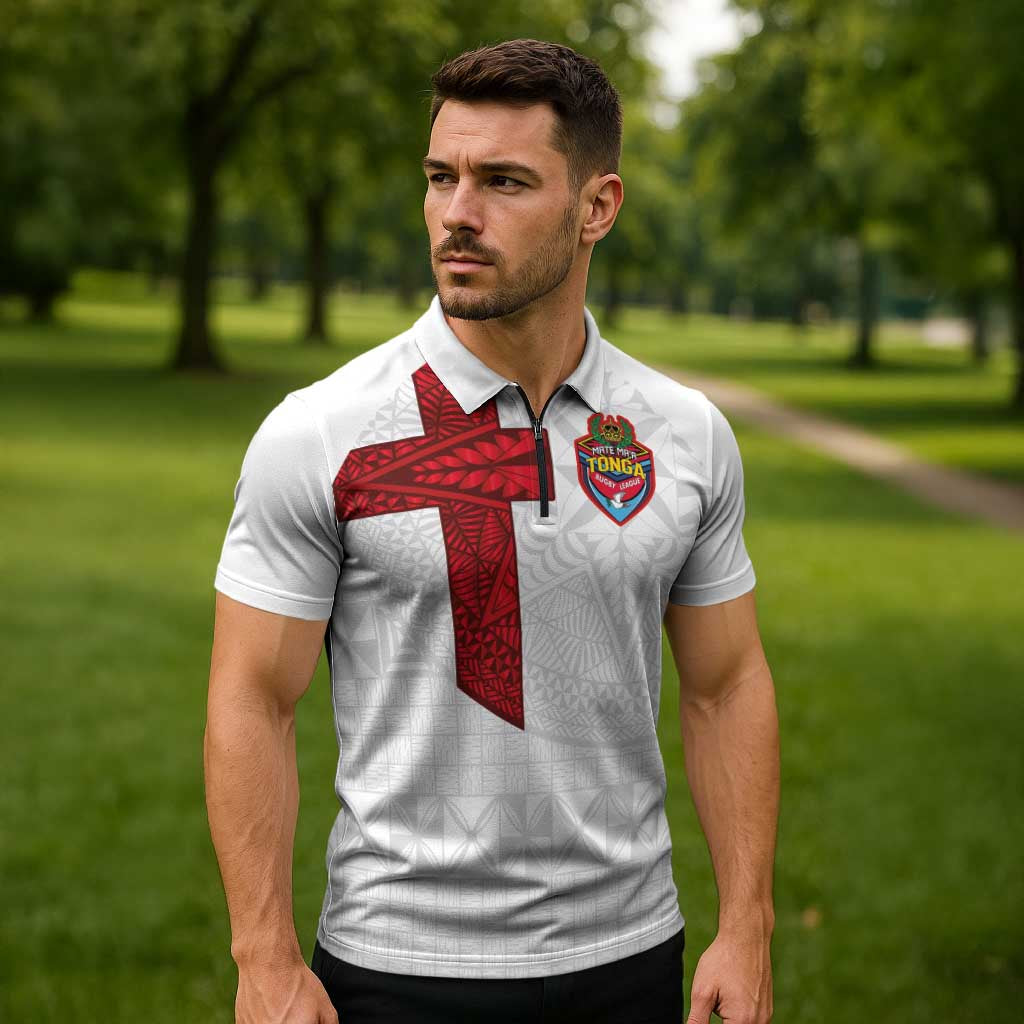 Custom Tonga Ngatu Art Rugby Mate Ma'a Zipper Polo Shirt - Polynesian Pride