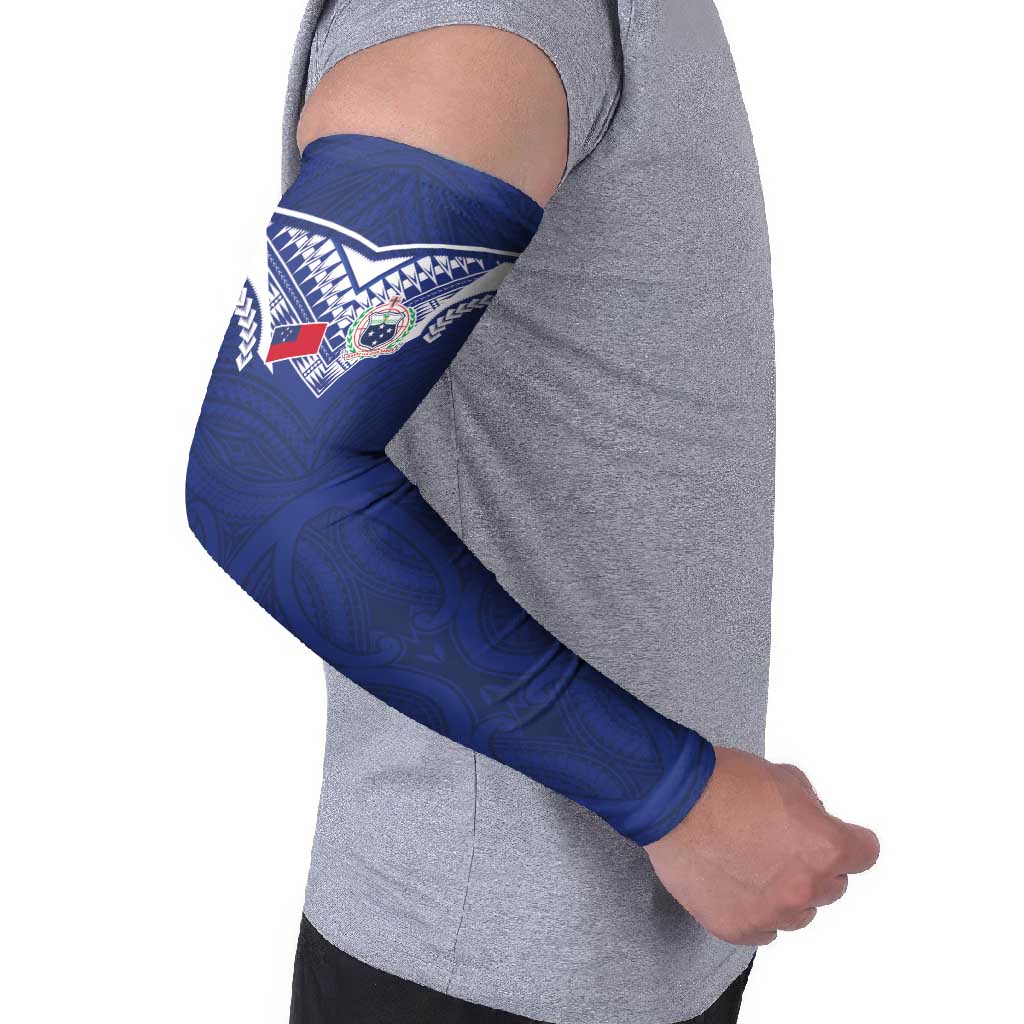 Custom Samoa Rugby Arm Sleeves Pacific Motifs - Polynesian Pride
