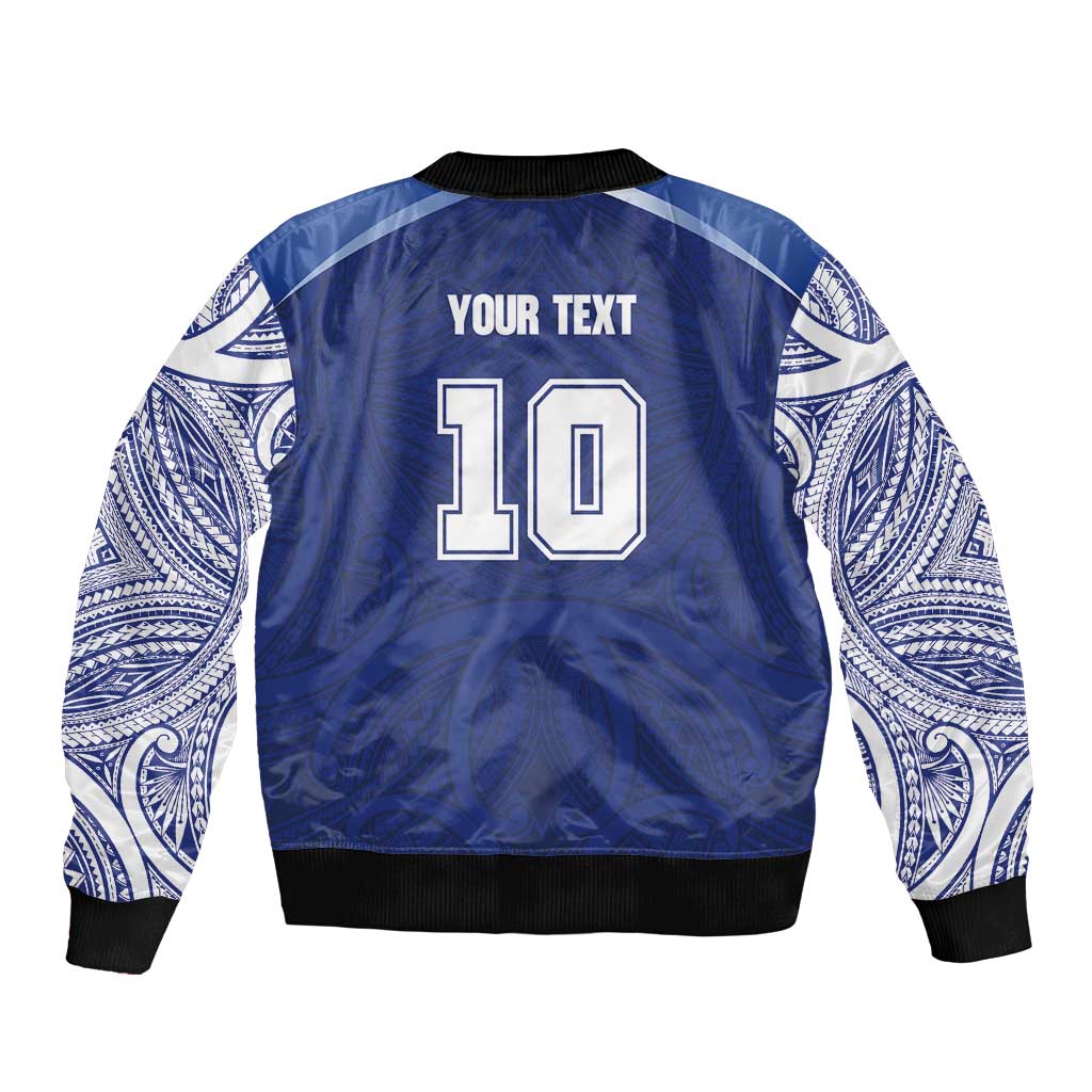 Custom Samoa Rugby Bomber Jacket Pacific Motifs - Polynesian Pride