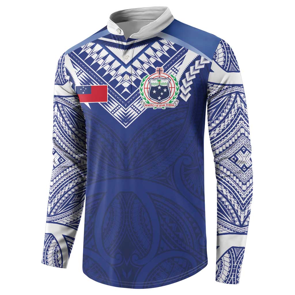 Custom Samoa Rugby Button Sweatshirt Pacific Motifs - Polynesian Pride