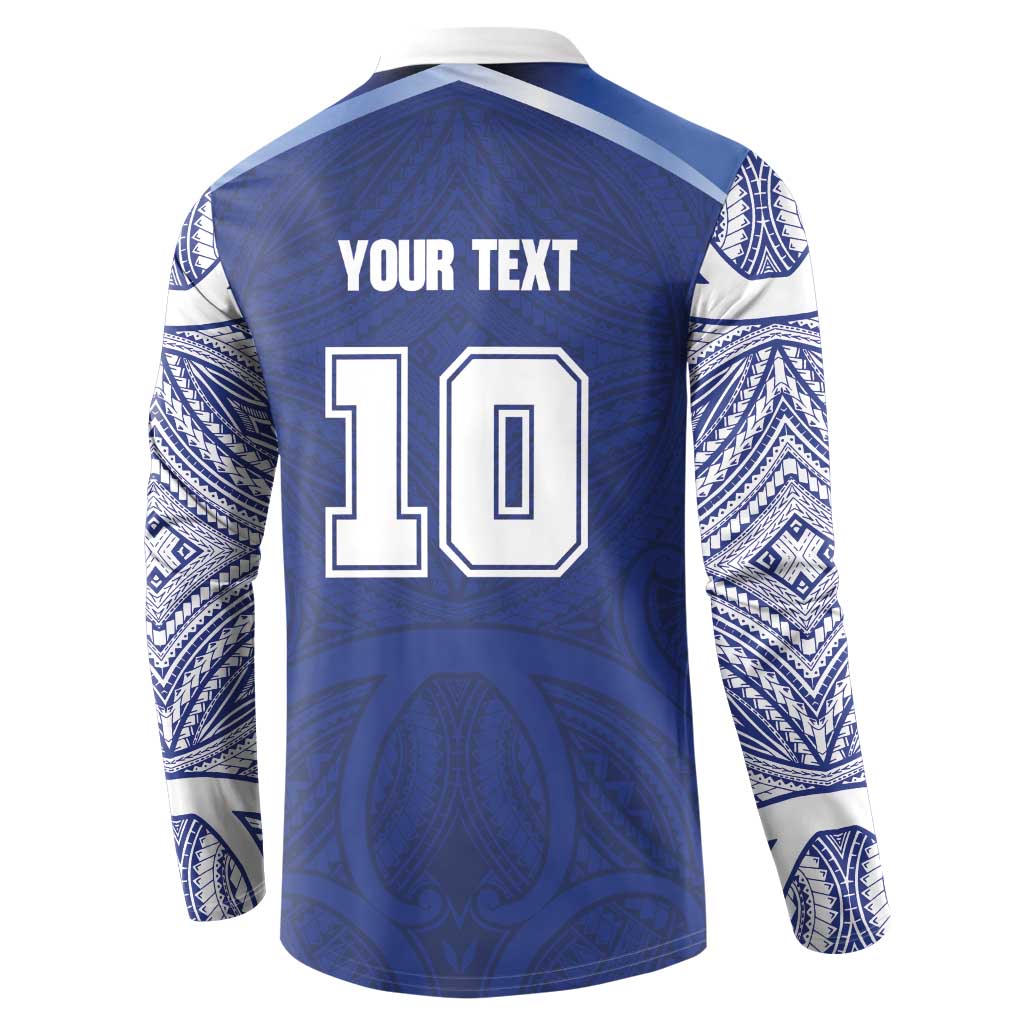Custom Samoa Rugby Button Sweatshirt Pacific Motifs - Polynesian Pride