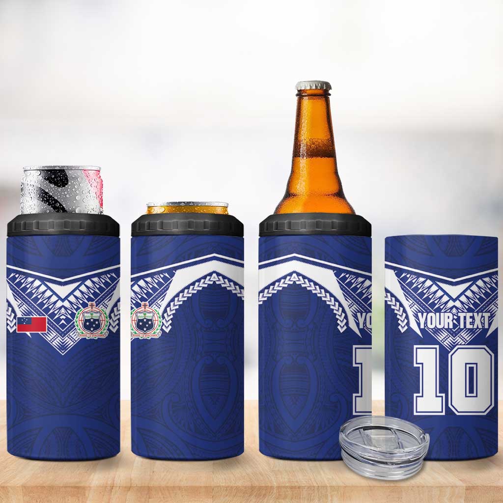 Custom Samoa Rugby 4 in 1 Can Cooler Tumbler Pacific Motifs - Polynesian Pride